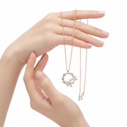 Weiße Blume Rosévergoldete Damen-Silberkette