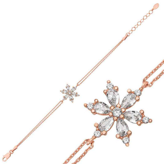 White Lotus Flower Rose Plated Women's Silver Bracelet