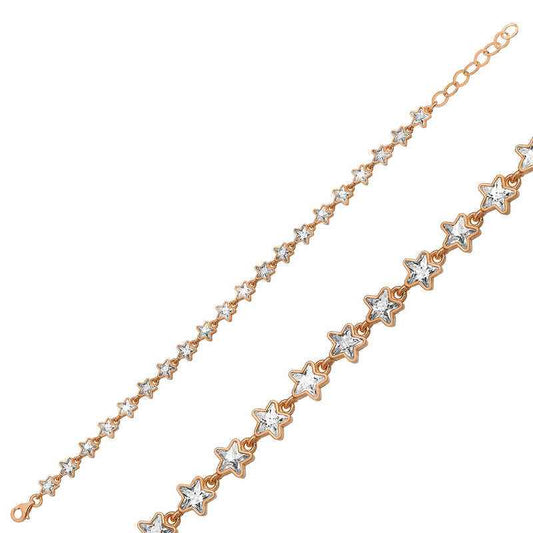 Rose Plated White Star Women's Silver Bracelet