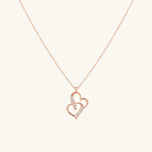 Rose Plated United Hearts Women's Silver Pendant