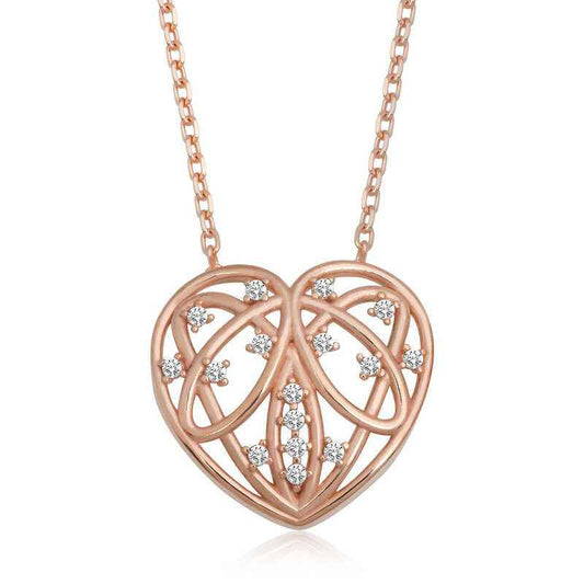Rose Plated Domed Heart Women's Silver Pendant
