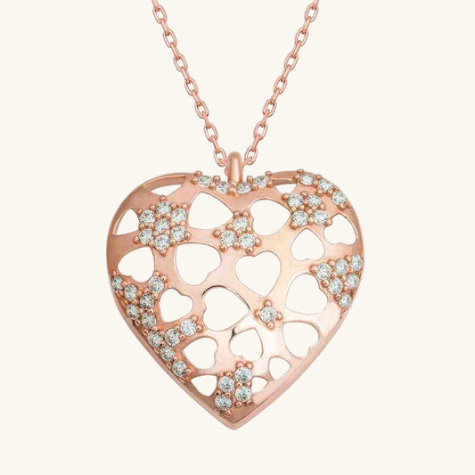 Rose Plated Domed Heart Women's Silver Pendant