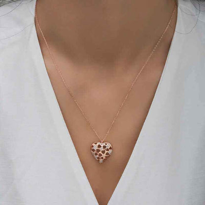 Rose Plated Domed Heart Women's Silver Pendant