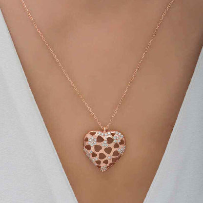 Rose Plated Domed Heart Women's Silver Pendant