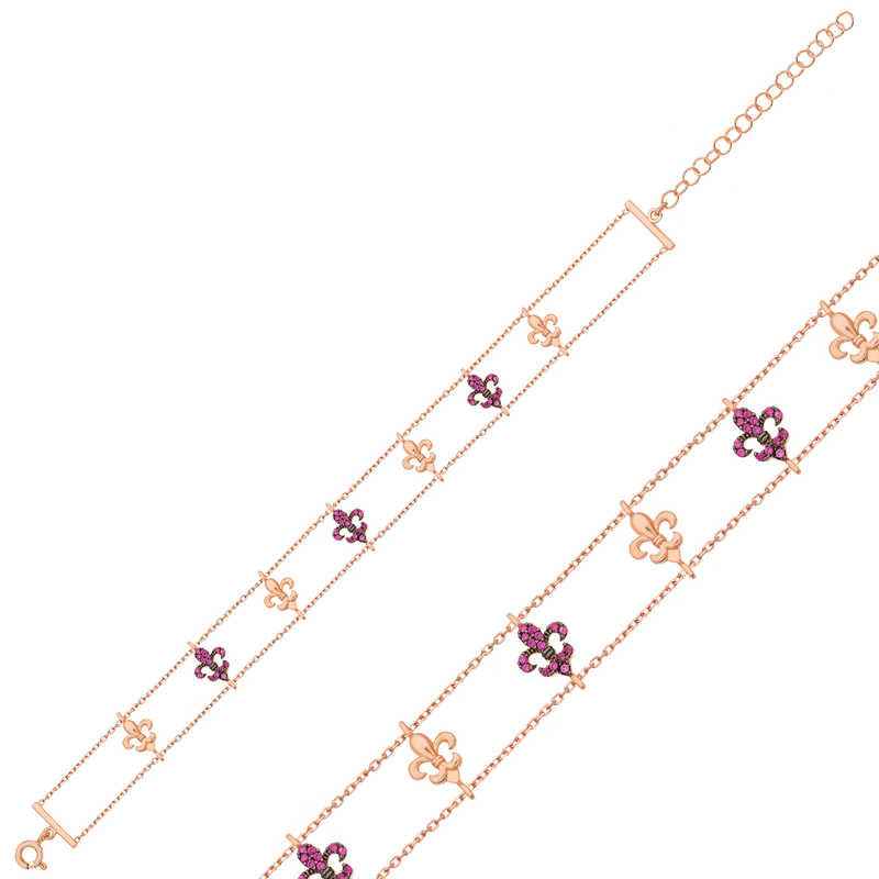 Rose Flower Pattern Women's Silver Bracelet