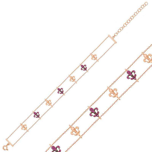 Rose Flower Pattern Women's Silver Bracelet