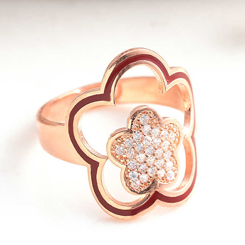 Bague en argent pour femme à motif de rose