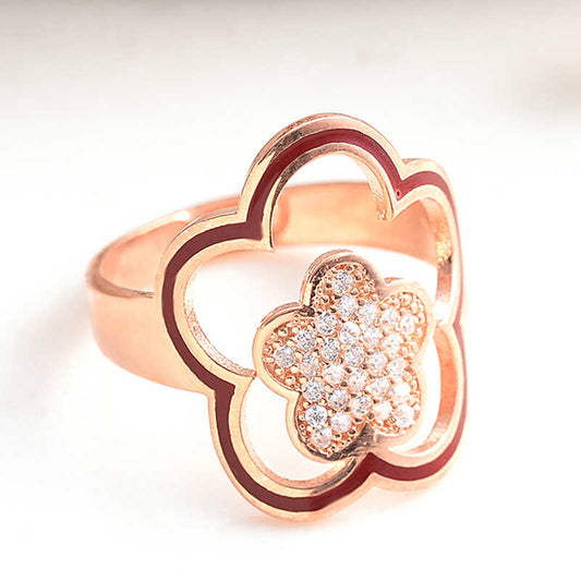 Bague en argent pour femme à motif de rose