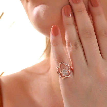 Bague en argent pour femme à motif de rose
