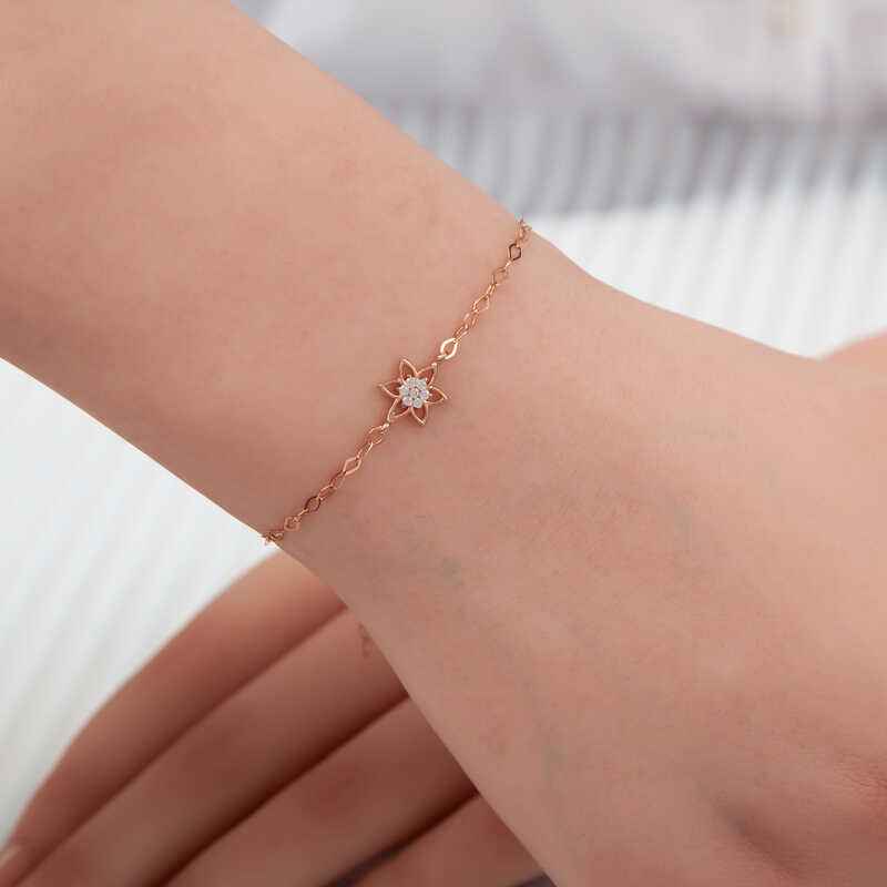 Rose Flower Women's Silver Bracelet