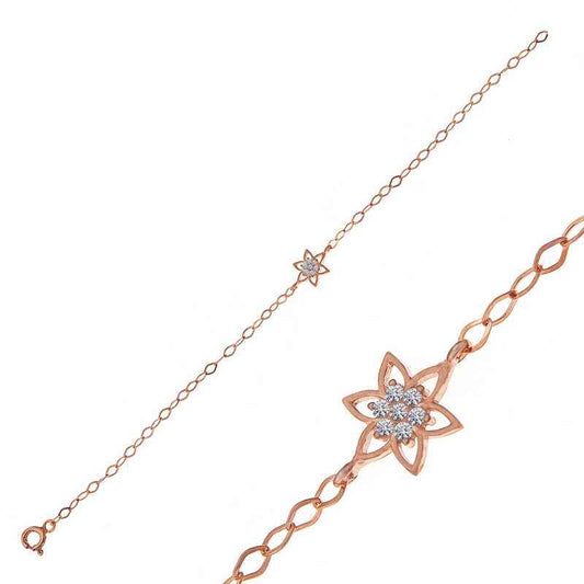 Rose Flower Women's Silver Bracelet