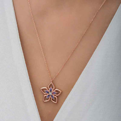 Rose Flower Women's Silver Necklace