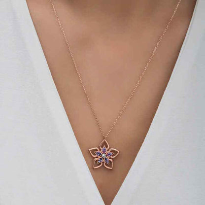 Rose Flower Women's Silver Necklace