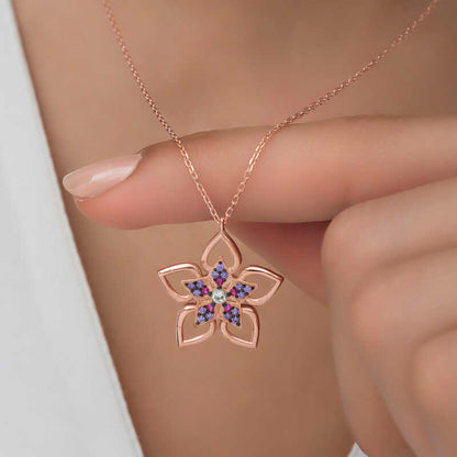 Rose Flower Women's Silver Necklace