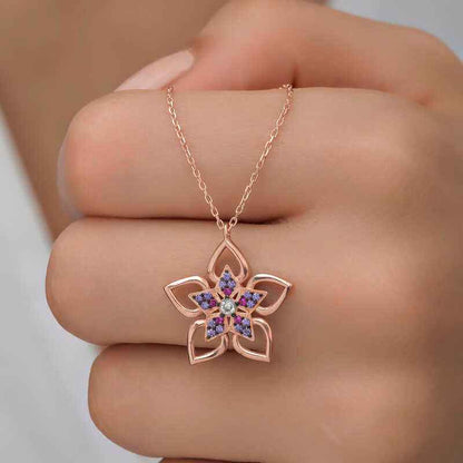 Rose Flower Women's Silver Necklace