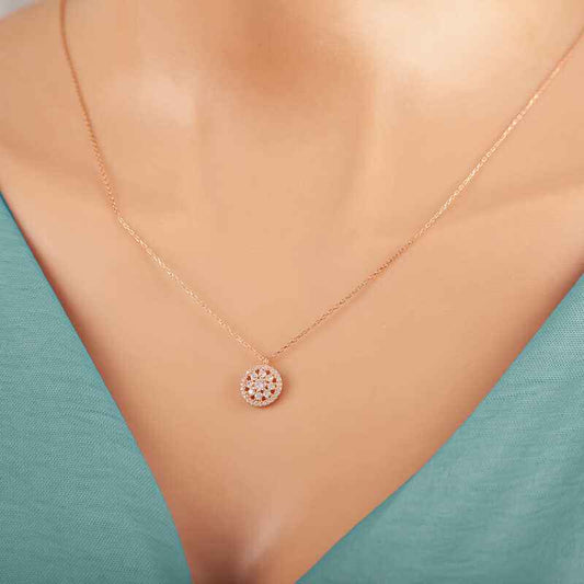 Rose Flower Women's Silver Necklace