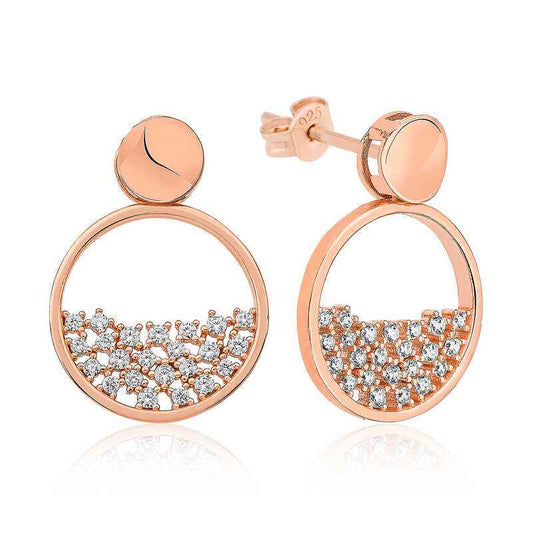 Rose Plated Dewdrop Women's Silver Earrings