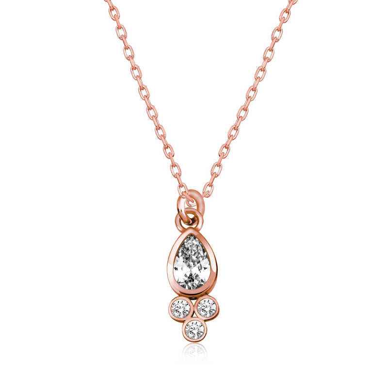 Rose Plated Dewdrop Solitaire Women's Silver Necklace