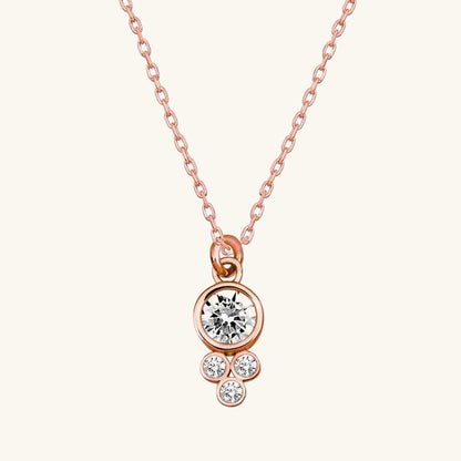 Rose Plated Dewdrop Round Solitaire Women's Silver Necklace