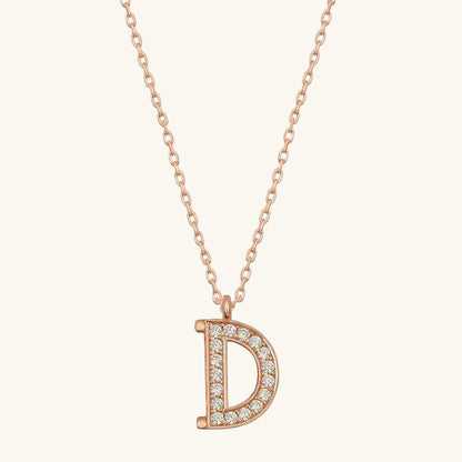 Rose Plated D Letter Women's Silver Necklace