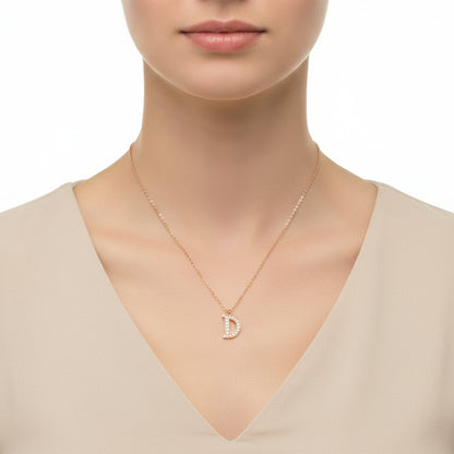 Rose Plated D Letter Women's Silver Necklace