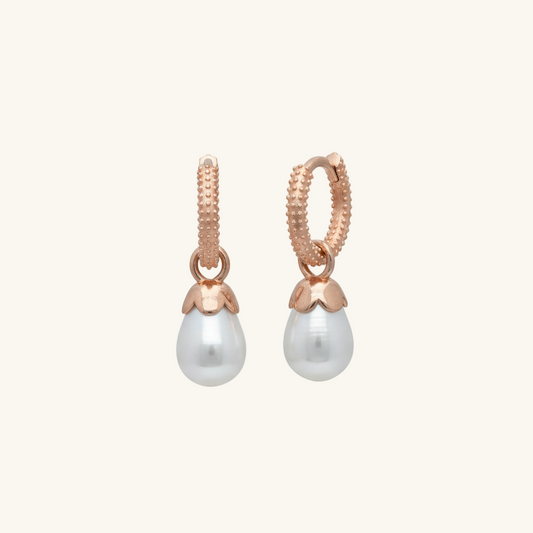 Rose Gold Plated Drop Pearl Women's Silver Earrings