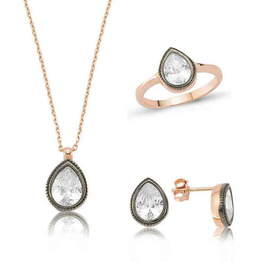 Diamond Model Drop Women's Silver Set