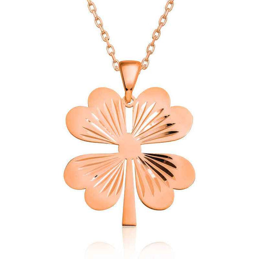 Rose Plated Four-Leaf Clover Women's Silver Necklace