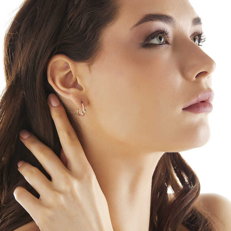 Knot Women's Rose Plated Silver Earrings