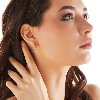Knot Women's Rose Plated Silver Earrings