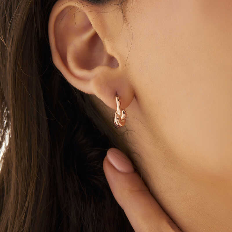 Knot Women's Rose Plated Silver Earrings