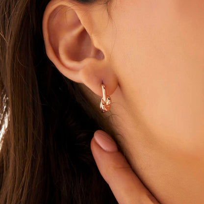Knot Women's Rose Plated Silver Earrings