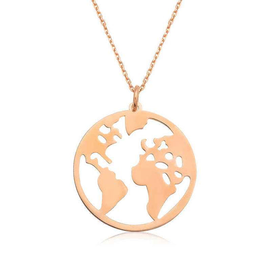 Rose Plated World Silver Pendant