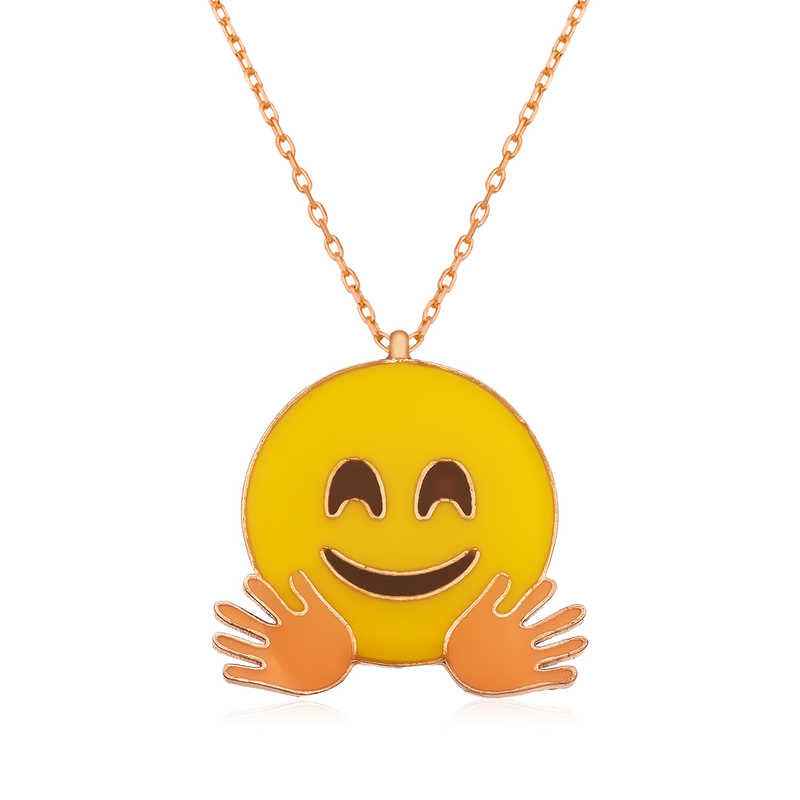 Rose Plated Waving Emoji Women's Silver Necklace