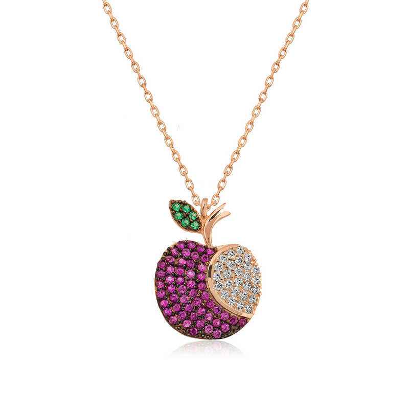 Rose Gold Plated Apple Women's Silver Necklace