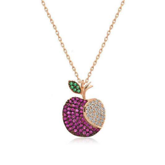Rose Gold Plated Apple Women's Silver Necklace