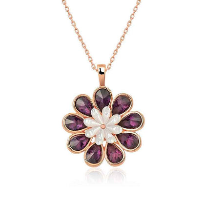 Rose Gold Plated Judas Flower Silver Necklace