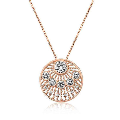 Rose Gold Plated Ethnic Pattern Women's Silver Necklace