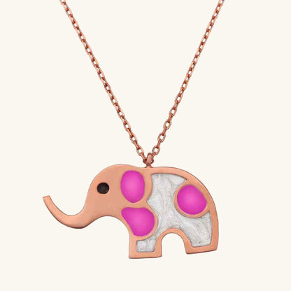 Rose Plated Elephant Women's Silver Necklace