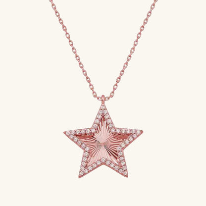 Rose Plated Frill Pattern Star Women's Silver Pendant