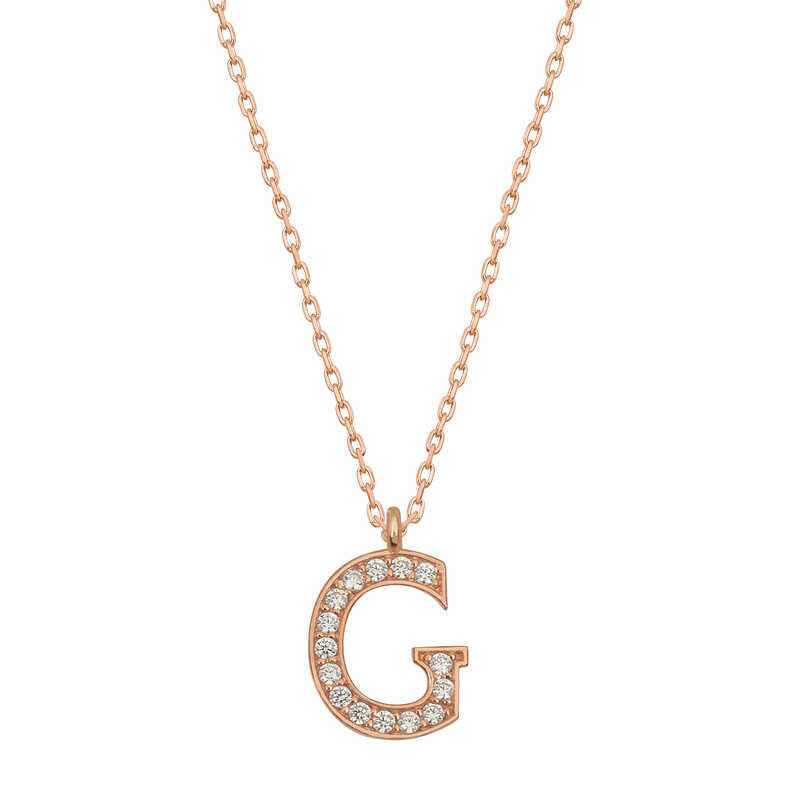 Rose Plated G Letter Women's Silver Necklace