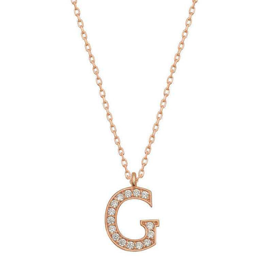 Rose Plated G Letter Women's Silver Necklace