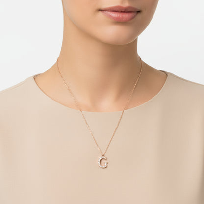 Collier en argent plaqué rose avec lettre G pour femme