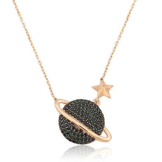 Planet Rose Gold Plated Women's Silver Necklace