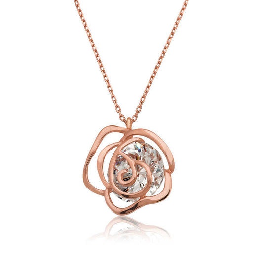 Rose Plated Silver Rose Women's Necklace