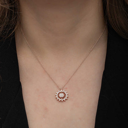 Rose Sun Women's Silver Necklace