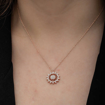 Rose Sun Women's Silver Necklace
