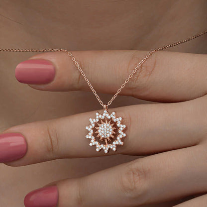 Rose Sun Women's Silver Necklace