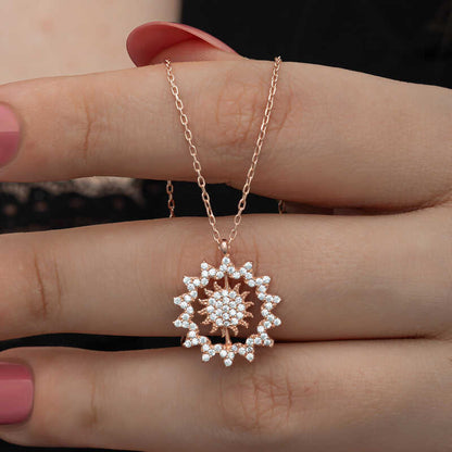 Rose Sun Women's Silver Necklace