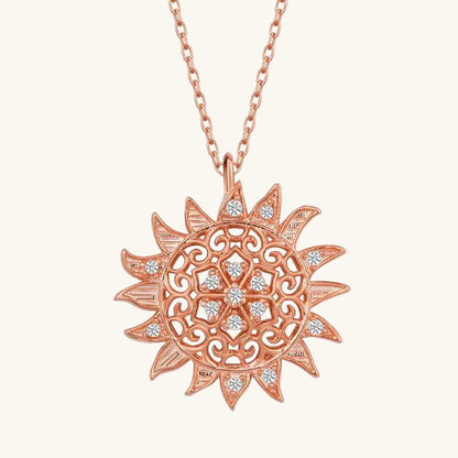 Rose Plated Sun Women's Silver Necklace